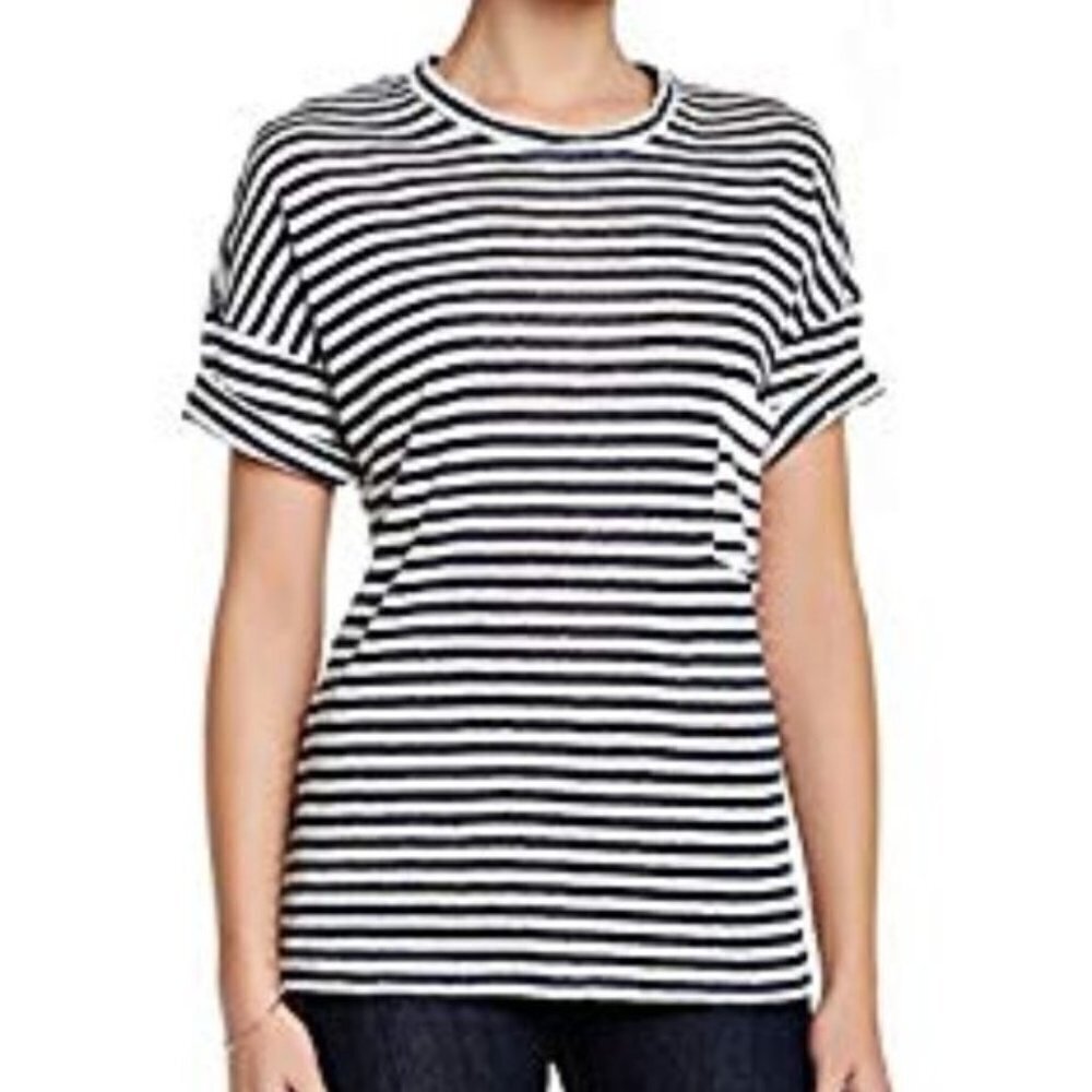 NWT Linen H by Bordeaux Nordstrom Striped Tee‎ Shirt